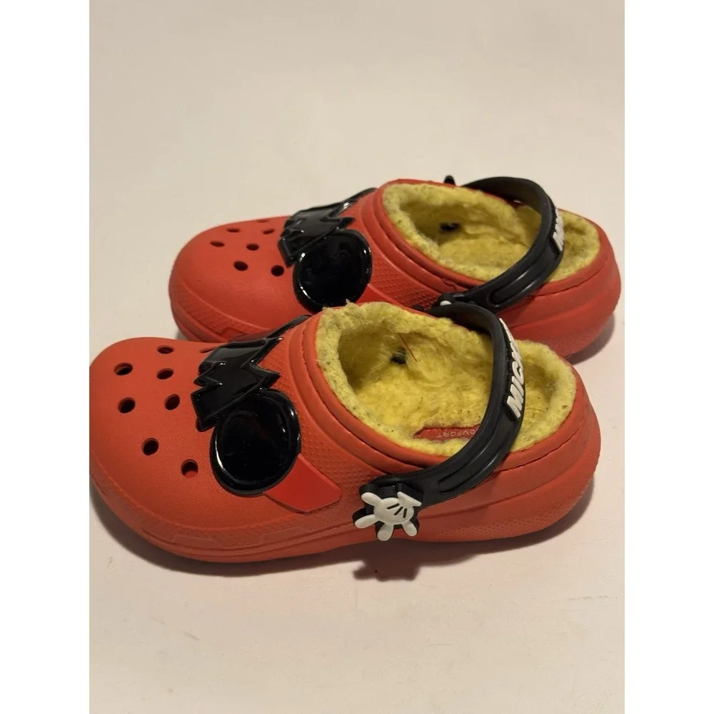 Crocs Disney Mickey Mouse Lined Clogs Toddler C10 Red Yellow